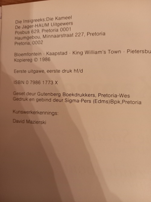 Die_Insig-Reeks_-_Die_Kameel_deur_Malie_Smuts_(1ste_uitgawe,_1ste_druk_1986)_3 Die Insig-Reeks - Die Kameel deur Malie Smuts (1ste uitgawe, 1ste druk 1986)
