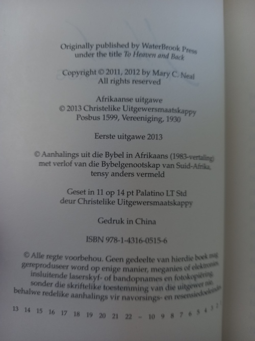 Hemel toe en terug, `n ware verhaal - Mary C Neal, MD 2013