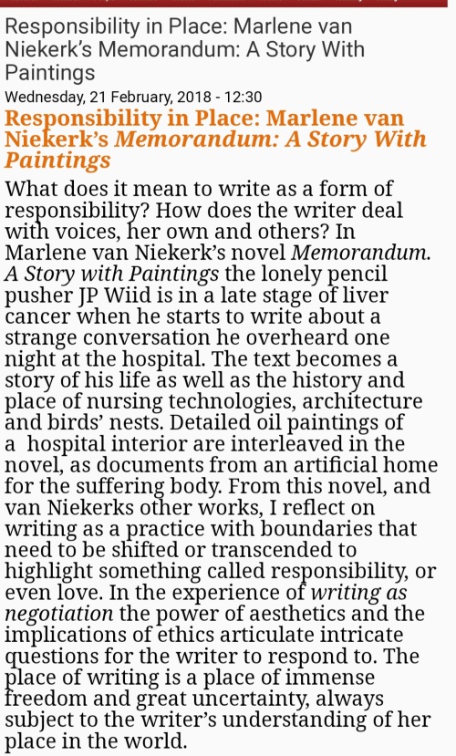 MEMORANDUM_3 MEMORANDUM: a story with paintings BY Marlene van Niekerk & Adriaan van Zyl (2006)