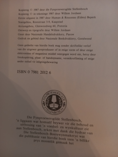 Om die tafel in ou Stellenbosch - Die fynproewersgilde Stellenbosch (1ste Uitgawe 1987)