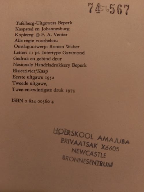 Swart Pelgrim deur F A Venter (22ste druk 1973)