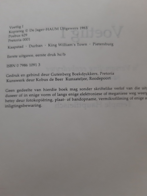 Voetlig 1 Versamelde eenbedrywe saamgestel deur PJ du Toit en Temple Hauptfleisch (1983)