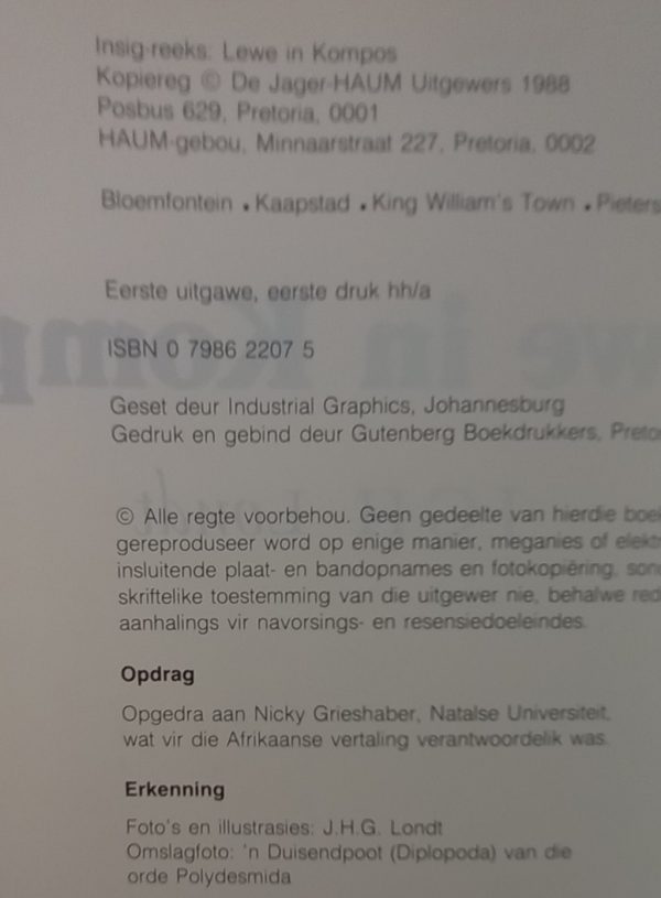 Lewe in kompos - J G H Londt. Die Insig-reeks (1988)