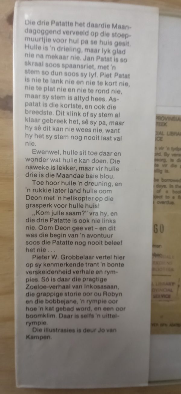 Die petaljes van die drie patatte - Pieter W Grobbelaar (1977)