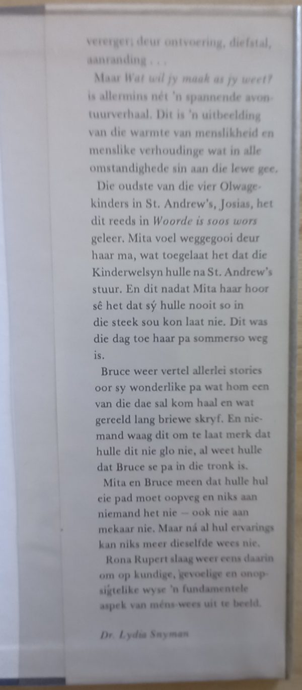 Wat wil jy maak as jy weet? - Rona Rupert (1983)